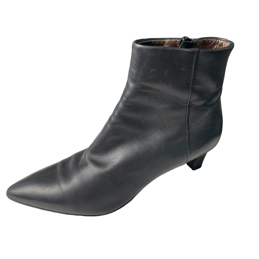 AGL Black Leather Ankle Boots Pointed Toe Cone Heel Size 39
